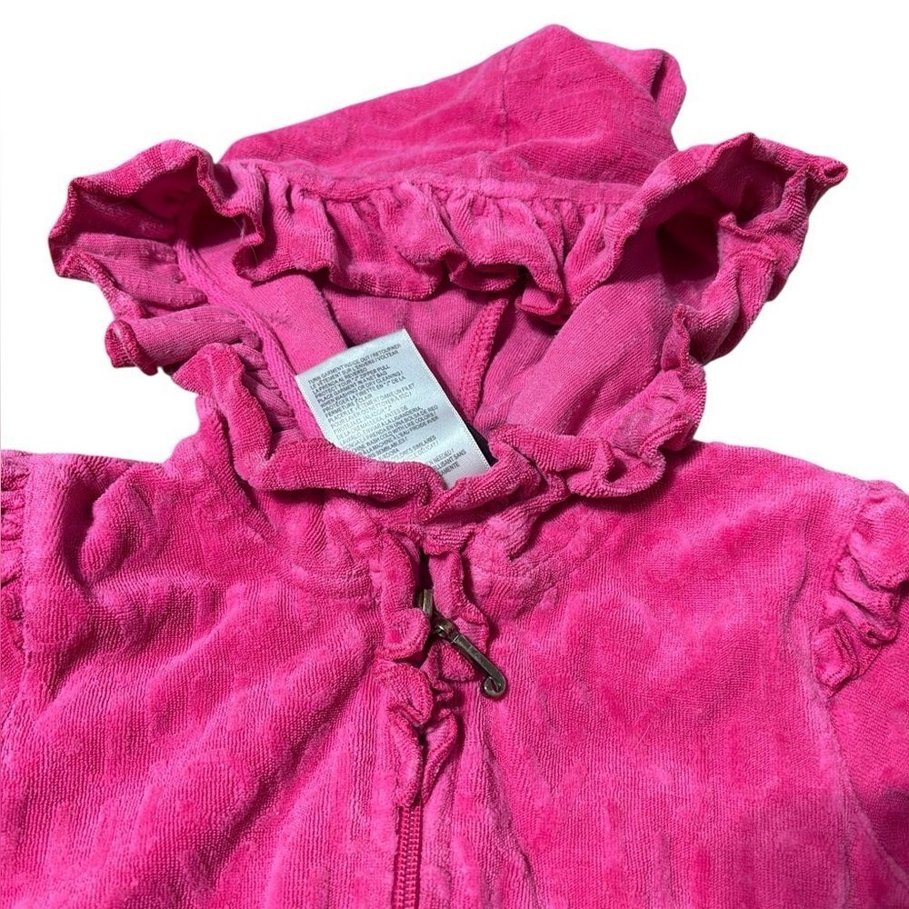 Vintage 90s y2k juicy couture 12/18mo terry track jacket ruffle hooded spell out - Picture 2 of 5